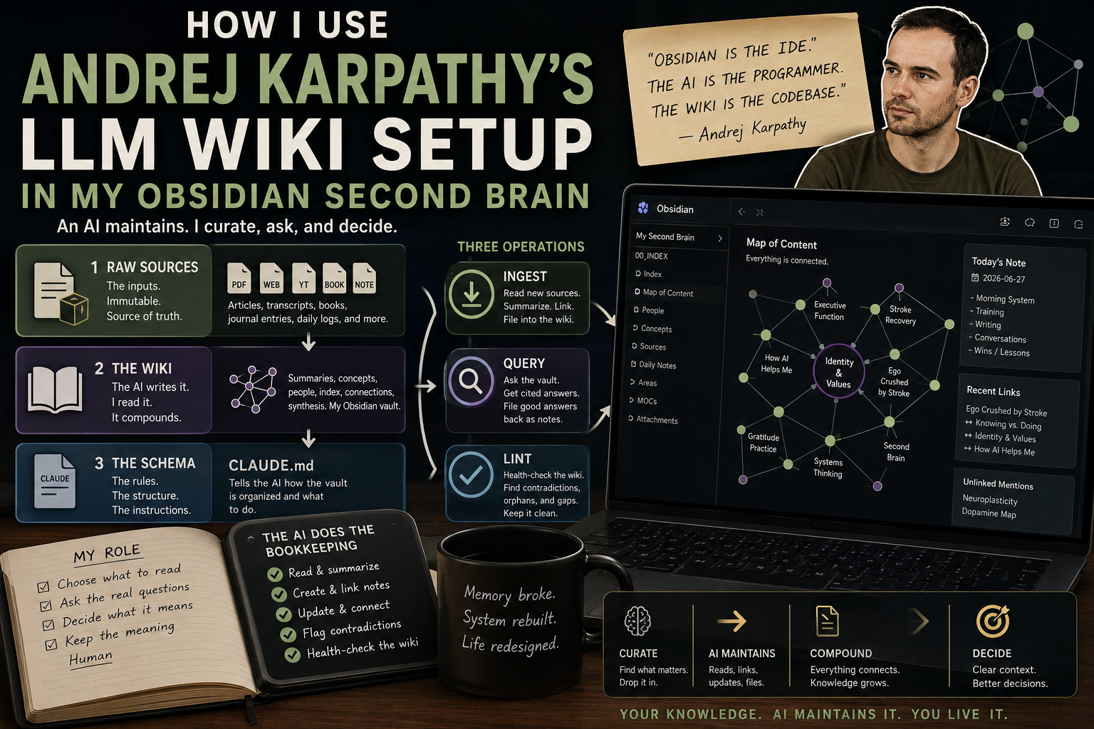How I Use Andrej Karpathy’s LLM Wiki Setup in My Obsidian Second Brain